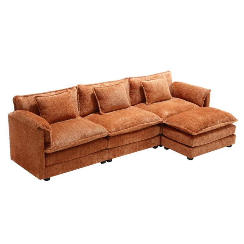 Modern Large L-Shape Sectional Chenille fabric, movable pedals, detachable armrests, oversized three-seat Sofa-海智集-Default-