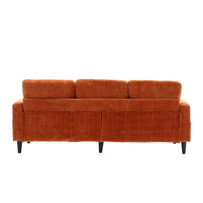 UNITED WE WIN Sofa for three, solid wood frame, Chenille fabric, side pocket, with two cup holders, footstool with storagestorage sofa /Living room sofa cozy sectional sofa-海智集-Default-