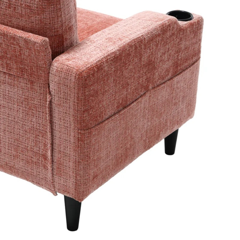 UNITED WE WIN Sofa for three, solid wood frame, Chenille fabric, side pocket, with two cup holders, footstool with storagestorage sofa /Living room sofa cozy sectional sofa-海智集-Default-