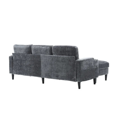 UNITED WE WIN Sofa for three, solid wood frame, Chenille fabric, side pocket, with two cup holders, footstool with storagestorage sofa /Living room sofa cozy sectional sofa-海智集-Default-