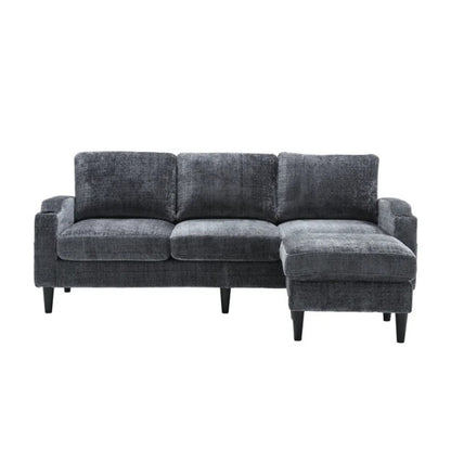 UNITED WE WIN Sofa for three, solid wood frame, Chenille fabric, side pocket, with two cup holders, footstool with storagestorage sofa /Living room sofa cozy sectional sofa-海智集-Default-