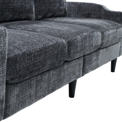 UNITED WE WIN Sofa for three, solid wood frame, Chenille fabric, side pocket, with two cup holders, footstool with storagestorage sofa /Living room sofa cozy sectional sofa-海智集-Default-
