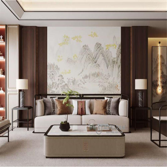 New Chinese-style sofa background wall-海智集-