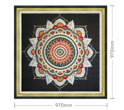 Commercial Suzhou Full Embroidery — framed, simulated silk, soft luster. Dual craftsmanship. Wholesale for decor firms, commercial use; home use too. Art decor for hotels, offices, residences.GorgeousEverything is Thriving II-海智集-