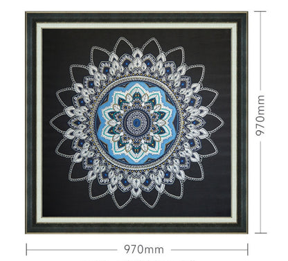 Commercial Suzhou Full Embroidery — framed, simulated silk, soft luster. Dual craftsmanship. Wholesale for decor firms, commercial use; home use too. Art decor for hotels, offices, residences.GorgeousEverything is Thriving I-海智集-