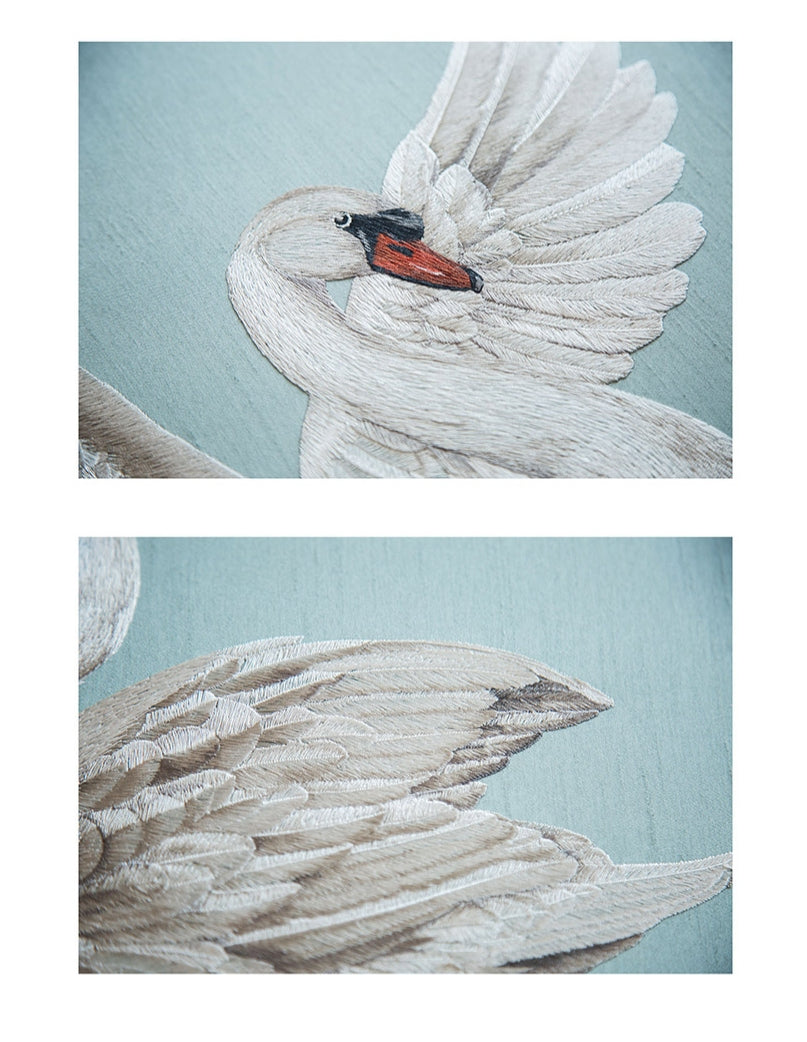 Commercial Suzhou Full Embroidery — framed, simulated silk, soft luster. Dual craftsmanship. Wholesale for decor firms, commercial use; home use too. Art decor for hotels, offices, residences.GorgeousFrolicking-海智集-