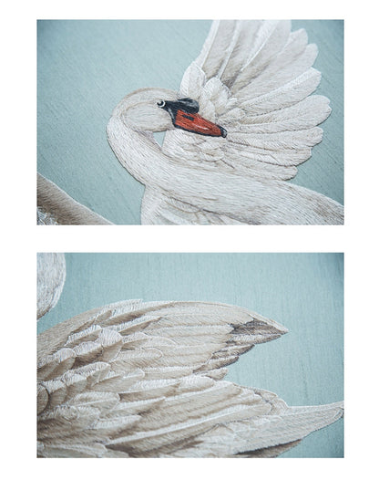 Commercial Suzhou Full Embroidery — framed, simulated silk, soft luster. Dual craftsmanship. Wholesale for decor firms, commercial use; home use too. Art decor for hotels, offices, residences.GorgeousFrolicking-海智集-