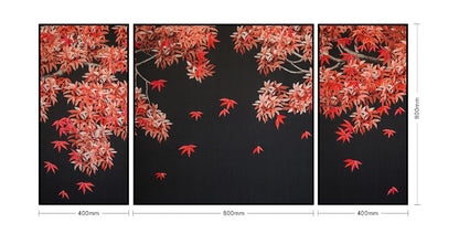 Commercial Suzhou Full Embroidery — framed, simulated silk, soft luster. Dual craftsmanship. Wholesale for decor firms, commercial use; home use too. Art decor for hotels, offices, residences.GorgeousMaple Leaves in Crimson-海智集-