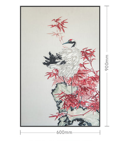 Commercial Suzhou Full Embroidery — framed, simulated silk, soft luster. Dual craftsmanship. Wholesale for decor firms, commercial use; home use too. Art decor for hotels, offices, residences.Gorgeousancing amidst Bamboo-海智集-