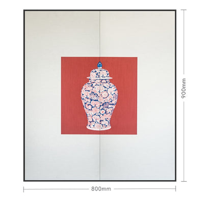 Commercial Suzhou Full Embroidery — framed, simulated silk, soft luster. Dual craftsmanship. Wholesale for decor firms, commercial use; home use too. Art decor for hotels, offices, residences.GorgeousBlue - and - White with Red AccentsⅠ-海智集-