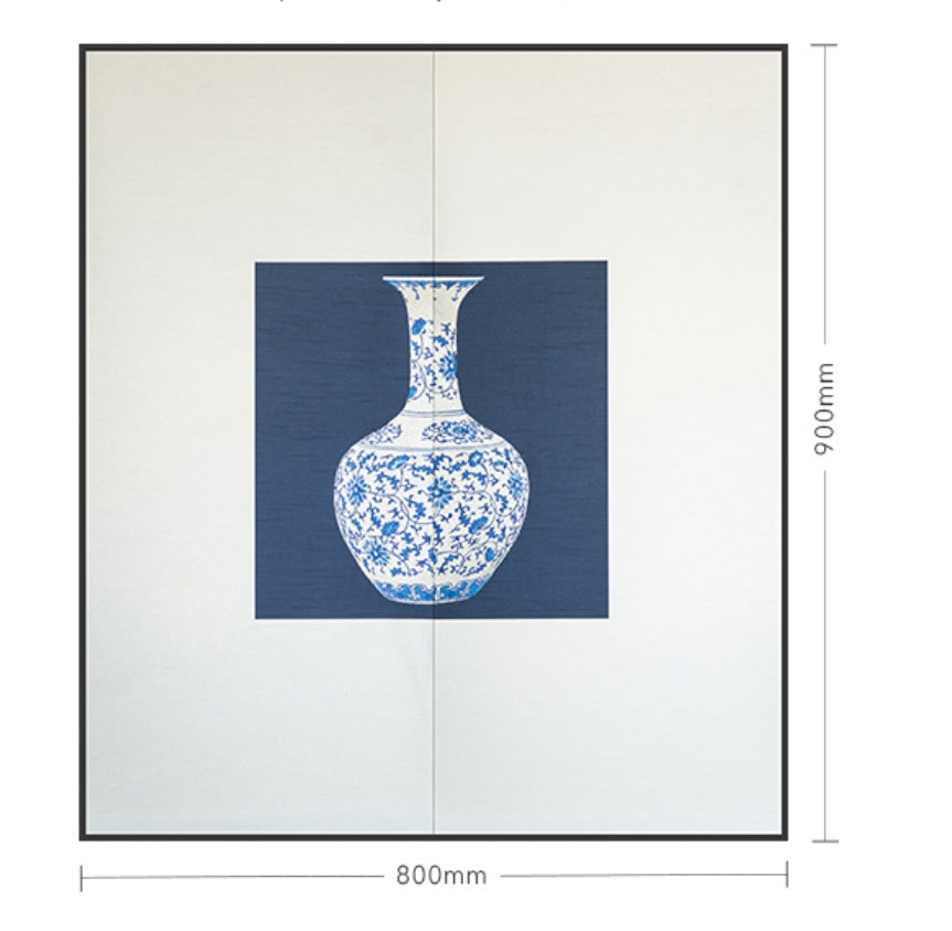 Commercial Suzhou Full Embroidery — framed, simulated silk, soft luster. Dual craftsmanship. Wholesale for decor firms, commercial use; home use too. Art decor for hotels, offices, residences.GorgeousBlue - and - White on White GlazeⅠ-海智集-