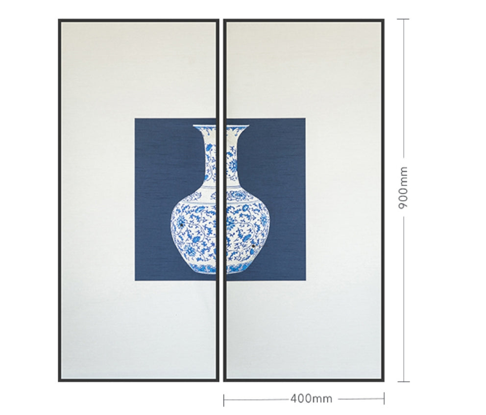 Commercial Suzhou Full Embroidery — framed, simulated silk, soft luster. Dual craftsmanship. Wholesale for decor firms, commercial use; home use too. Art decor for hotels, offices, residences.GorgeousBlue - and - White on White GlazeⅡ-海智集-