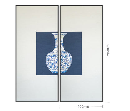Commercial Suzhou Full Embroidery — framed, simulated silk, soft luster. Dual craftsmanship. Wholesale for decor firms, commercial use; home use too. Art decor for hotels, offices, residences.GorgeousBlue - and - White on White GlazeⅡ-海智集-