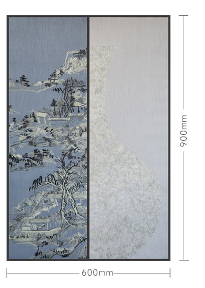Commercial Suzhou Full Embroidery — framed, simulated silk, soft luster. Dual craftsmanship. Wholesale for decor firms, commercial use; home use too. Art decor for hotels, offices, residences.GorgeousLandscape Told by a Vase-海智集-