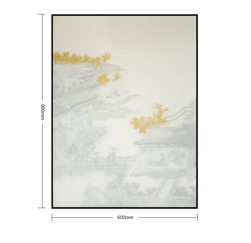 Bulk Order for Suzhou 3D Full-Embroidery Wall Art Featuring core 3D full-embroidery, high-quality materials & commercial standards. Ideal for hotel chains, enterprise groups, etc., for unified interior upgrades.Attic Four of Pavilions and Towers-海智集-