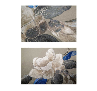 High-End Embroidery Decorative Painting - Suzhou Embroidery with Silk Full-Embroidery Craftsmanship | Commercial Space Soft Decoration Wall Hanging | Bulk Purchases Available with Customizable Patterns and Sizes.Camellia and Snow-海智集-
