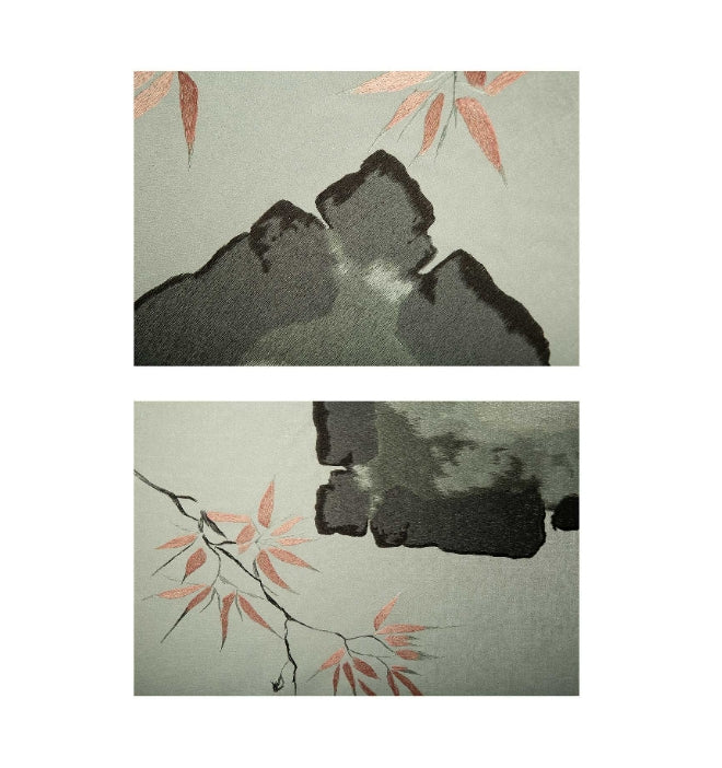 High-End Embroidery Decorative Painting - Suzhou Embroidery with Silk Full-Embroidery Craftsmanship | Commercial Space Soft Decoration Wall Hanging | Bulk Purchases Available with Customizable Patterns and Sizes.Autumn Entering Cloudy Mountains-海智集-