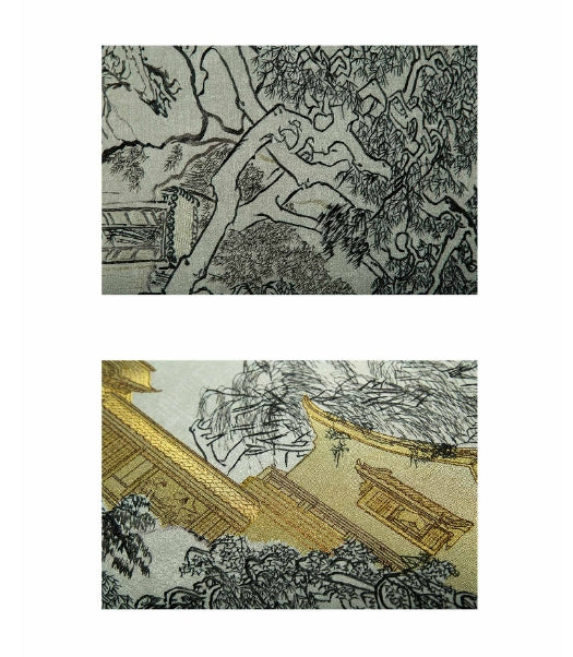 High-End Embroidery Decorative Painting - Suzhou Embroidery with Silk Full-Embroidery Craftsmanship | Commercial Space Soft Decoration Wall Hanging | Bulk Purchases Available with Customizable Patterns and Sizes.Tranquil Water and Jade Pavilion-海智集-