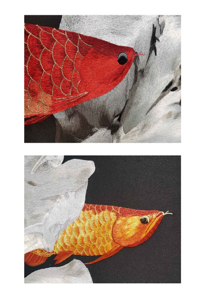 High-End Embroidery Decorative Painting - Suzhou Embroidery with Silk Full-Embroidery Craftsmanship | Commercial Space Soft Decoration Wall Hanging | Bulk Purchases Available with Customizable Patterns and Sizes.Dragon and Fish Painting-海智集-