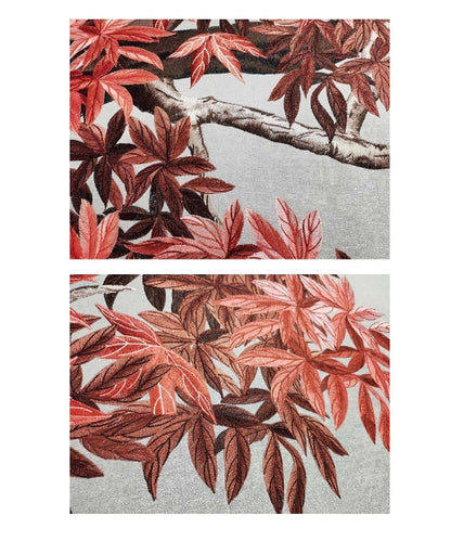 High-End Embroidery Decorative Painting - Suzhou Embroidery with Silk Full-Embroidery Craftsmanship | Commercial Space Soft Decoration Wall Hanging | Bulk Purchases Available with Customizable Patterns and Sizes.Maple Leaves Dancing in the Sky-海智集-