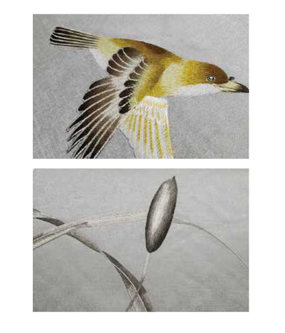 High-End Embroidery Decorative Painting - Suzhou Embroidery with Silk Full-Embroidery Craftsmanship | Commercial Space Soft Decoration Wall Hanging | Bulk Purchases Available with Customizable Patterns and Sizes.Grass Growing and Orioles Flying-海智集-