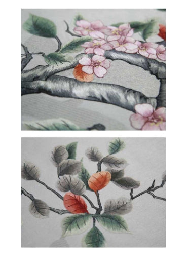 High-End Embroidery Decorative Painting - Suzhou Embroidery with Silk Full-Embroidery Craftsmanship | Commercial Space Soft Decoration Wall Hanging | Bulk Purchases Available with Customizable Patterns and Sizes.Ever Red Leaves and Plums-海智集-