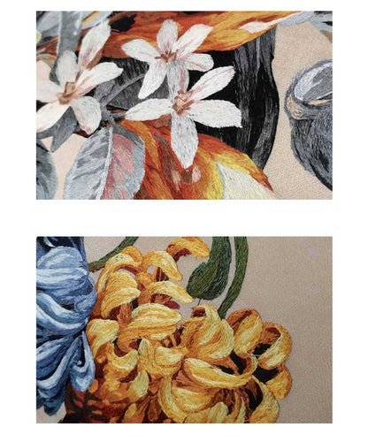 High-End Embroidery Decorative Painting - Suzhou Embroidery with Silk Full-Embroidery Craftsmanship | Commercial Space Soft Decoration Wall Hanging | Bulk Purchases Available with Customizable Patterns and Sizes.Joyful Events in the Flower Fields-海智集-