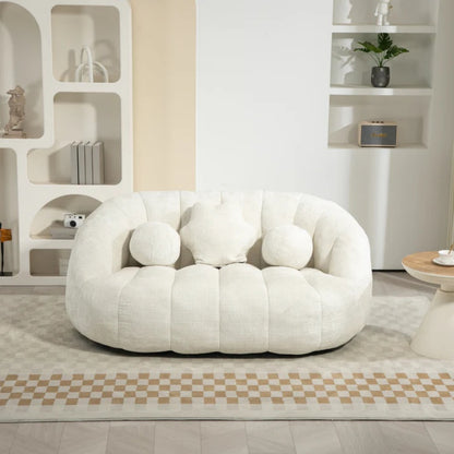 High Back Bean Bag Sofa Couch for Adults and Kids, Comfortable White Chenille Lounger, Indoor & Outdoor Use-海智集-Default-