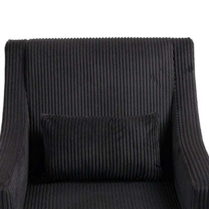 COOLMORE Modern Accent Chair,Upholstered Armchair with Scooped Arms for Bedroom,Apartment,Studio,Office,Waiting Room(Black Corduroy)-海智集-Default-