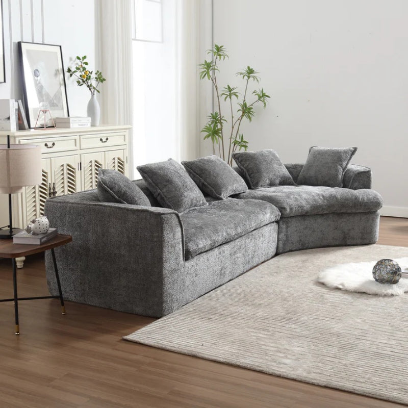 COOLMORE Boucle Sofa 3 Seater for Living Room Oversized Comfy Sofa unique double seat and corner construction for Apartment, Office Right Hand Facing (Gray)-海智集-Default-