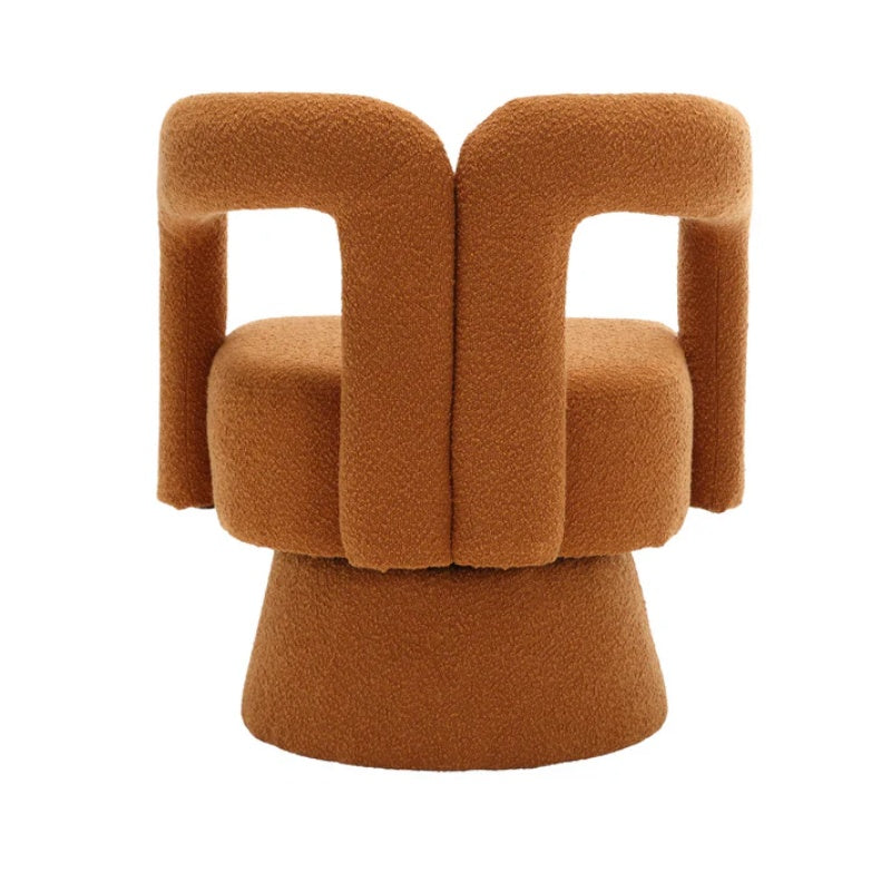 COOLMORE 360 Degree Swivel Cuddle Barrel Accent Chairs, Round Armchairs with Wide Upholstered, Fluffy Fabric Chair for Living Room, Bedroom, Office, Waiting Rooms (Orange Boucle)-海智集-Default-