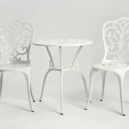 Best Choice Products 3-Piece Outdoor Rust-Resistant Cast Aluminum Patio Bistro Set white-海智集-Default-