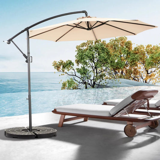 Best Choice Products 10ft Offset Hanging Market Patio Umbrella w/Easy Tilt Adjustment, Polyester Shade, 8 Ribs for Backyard, Poolside - ( khaki )(No Base)-海智集-Default-