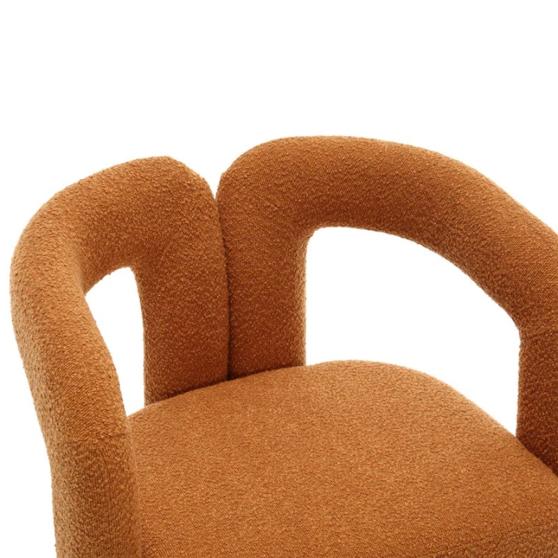 COOLMORE 360 Degree Swivel Cuddle Barrel Accent Chairs, Round Armchairs with Wide Upholstered, Fluffy Fabric Chair for Living Room, Bedroom, Office, Waiting Rooms (Orange Boucle)-海智集-Default-