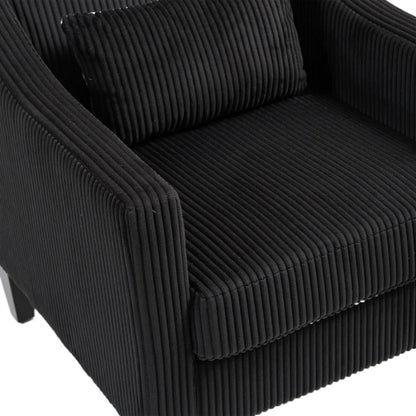 COOLMORE Modern Accent Chair,Upholstered Armchair with Scooped Arms for Bedroom,Apartment,Studio,Office,Waiting Room(Black Corduroy)-海智集-Default-