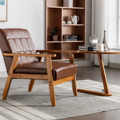 Leisure Chair with Solid Wood Armrest and Feet, Mid-Century Modern Accent chair, for Living Room Bedroom Studio chair-海智集-Default-