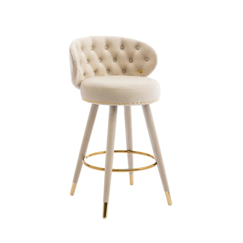COOLMORE Counter Height Bar Stools Set of 2 for Kitchen Counter Solid Wood Legs with a fixed height of 360 degrees-海智集-Default-