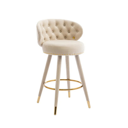 COOLMORE Counter Height Bar Stools Set of 2 for Kitchen Counter Solid Wood Legs with a fixed height of 360 degrees-海智集-Default-