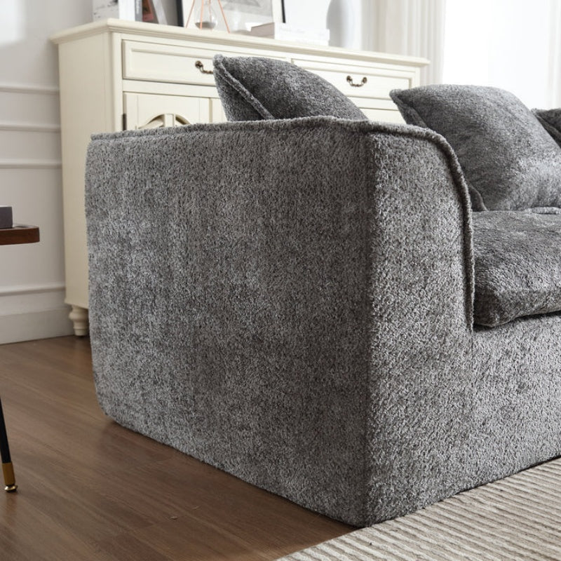 COOLMORE Boucle Sofa 3 Seater for Living Room Oversized Comfy Sofa unique double seat and corner construction for Apartment, Office Right Hand Facing (Gray)-海智集-Default-
