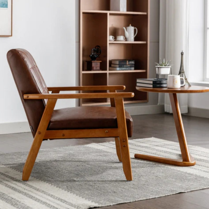 Leisure Chair with Solid Wood Armrest and Feet, Mid-Century Modern Accent chair, for Living Room Bedroom Studio chair-海智集-Default-