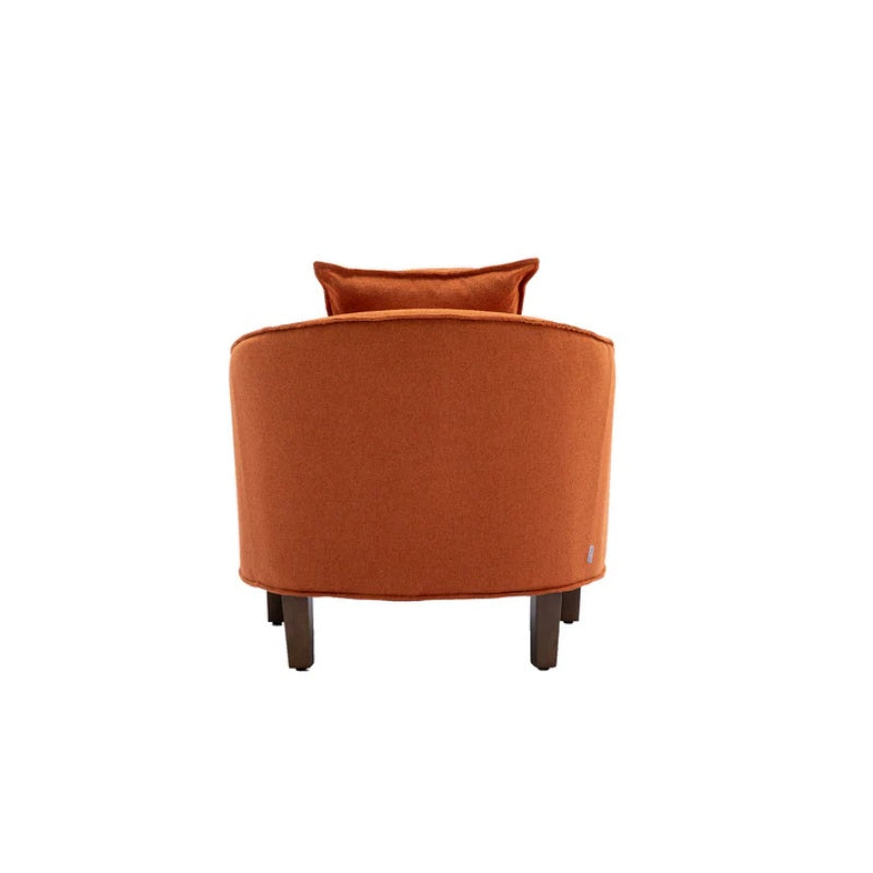 COOLMORE Accent Chair with Ottoman, Mid Century Modern Barrel Chair Upholstered Club Tub Round Arms Chair for Living Room-海智集-Default-