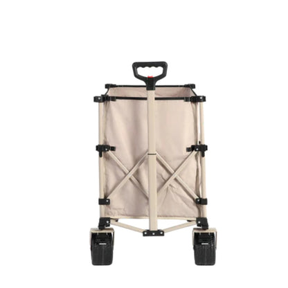 Beach Wagon,Collapsible Wagon 220lbs with Big Wheels Foldable Wagon Carts, Heavy Duty 300L Folding Utility Garden Cart with Big All-Terrain Beach Wheels & Drink Holders. Beige-海智集-Default-