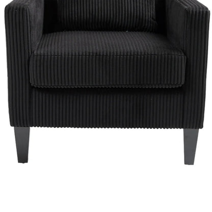 COOLMORE Modern Accent Chair,Upholstered Armchair with Scooped Arms for Bedroom,Apartment,Studio,Office,Waiting Room(Black Corduroy)-海智集-Default-