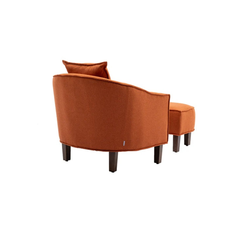 COOLMORE Accent Chair with Ottoman, Mid Century Modern Barrel Chair Upholstered Club Tub Round Arms Chair for Living Room-海智集-Default-