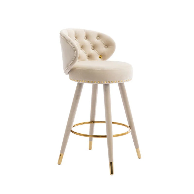 COOLMORE Counter Height Bar Stools Set of 2 for Kitchen Counter Solid Wood Legs with a fixed height of 360 degrees-海智集-Default-