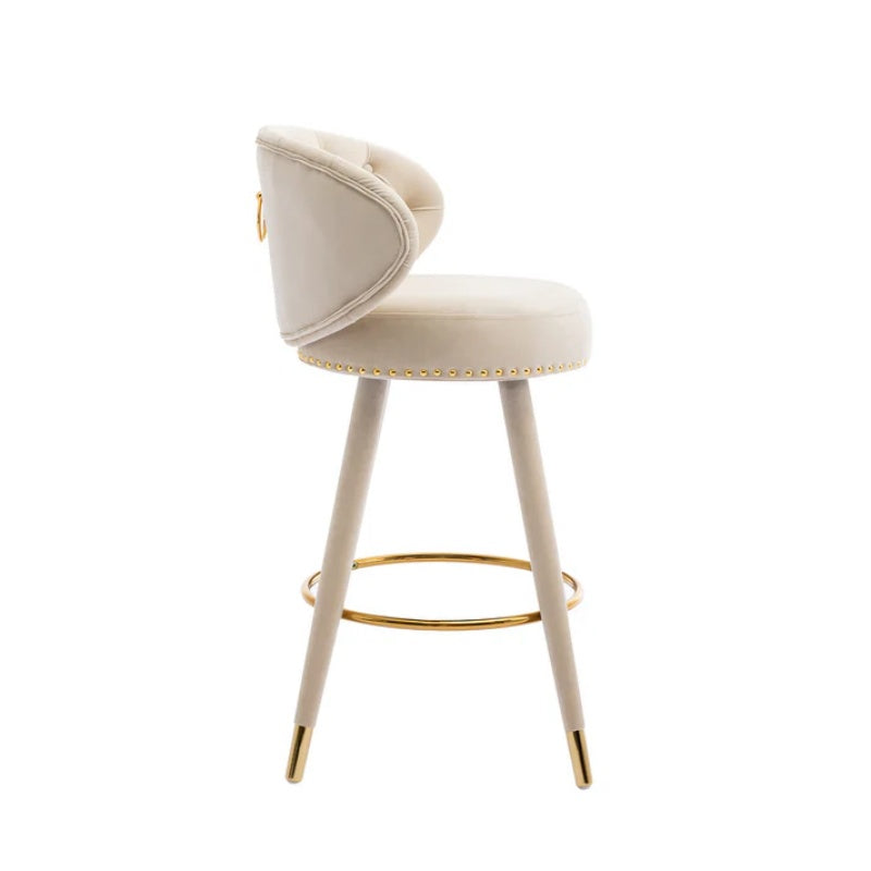 COOLMORE Counter Height Bar Stools Set of 2 for Kitchen Counter Solid Wood Legs with a fixed height of 360 degrees-海智集-Default-