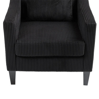 COOLMORE Modern Accent Chair,Upholstered Armchair with Scooped Arms for Bedroom,Apartment,Studio,Office,Waiting Room(Black Corduroy)-海智集-Default-