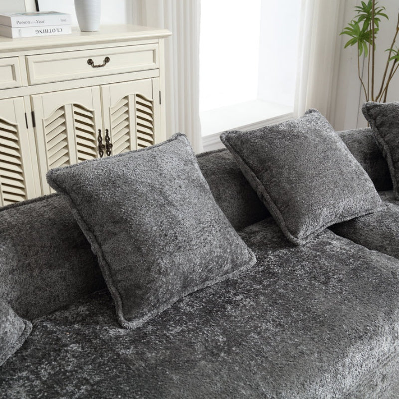 COOLMORE Boucle Sofa 3 Seater for Living Room Oversized Comfy Sofa unique double seat and corner construction for Apartment, Office Right Hand Facing (Gray)-海智集-Default-