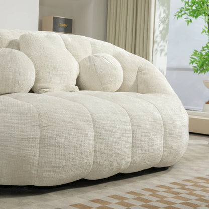 High Back Bean Bag Sofa Couch for Adults and Kids, Comfortable White Chenille Lounger, Indoor & Outdoor Use-海智集-Default-