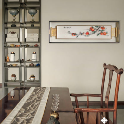 Chinese Landscape Embroidery Art - Silk Thread Mountain/Water Painting with Rosewood Frame-海智集-